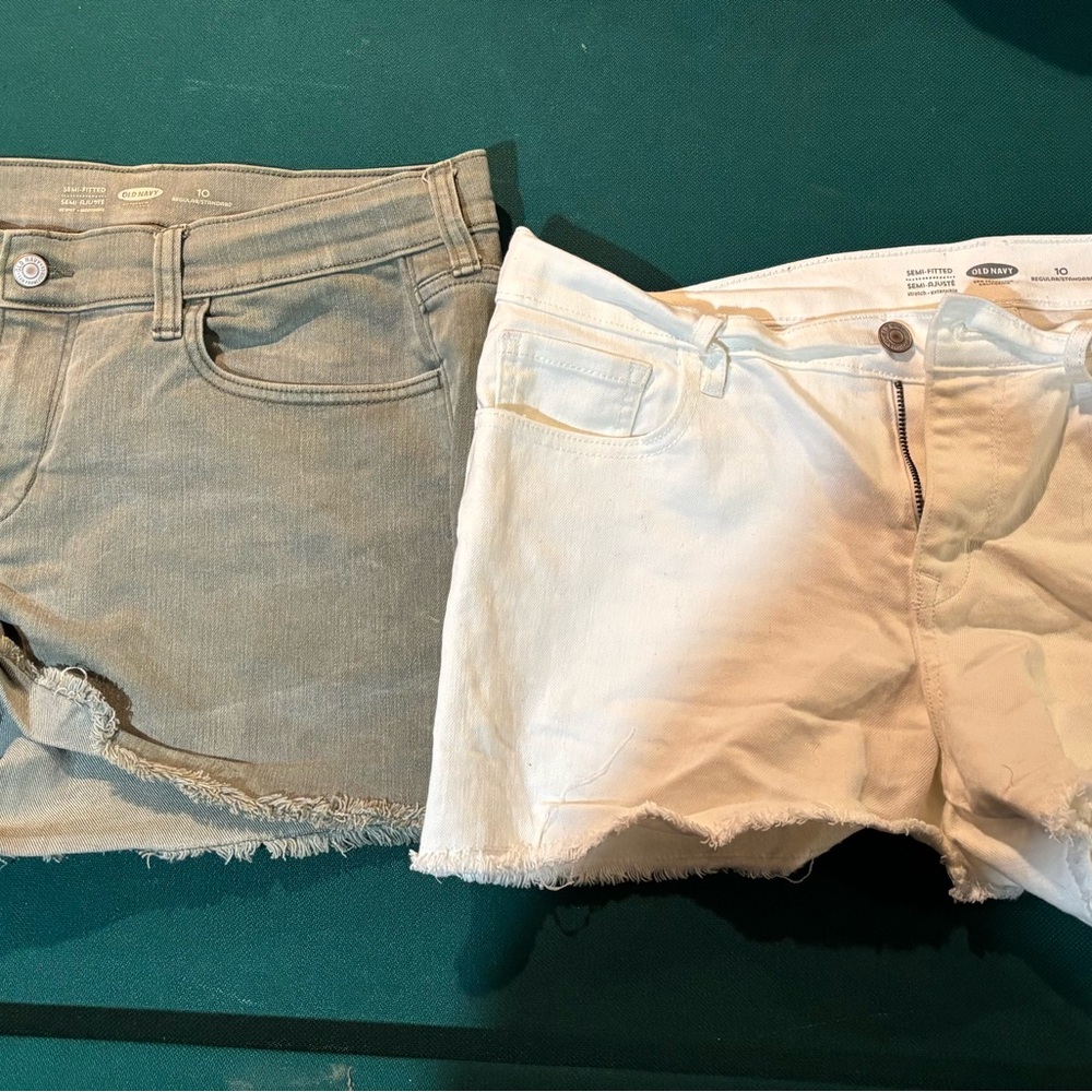 Old Navy Jean Shorts White and olive green